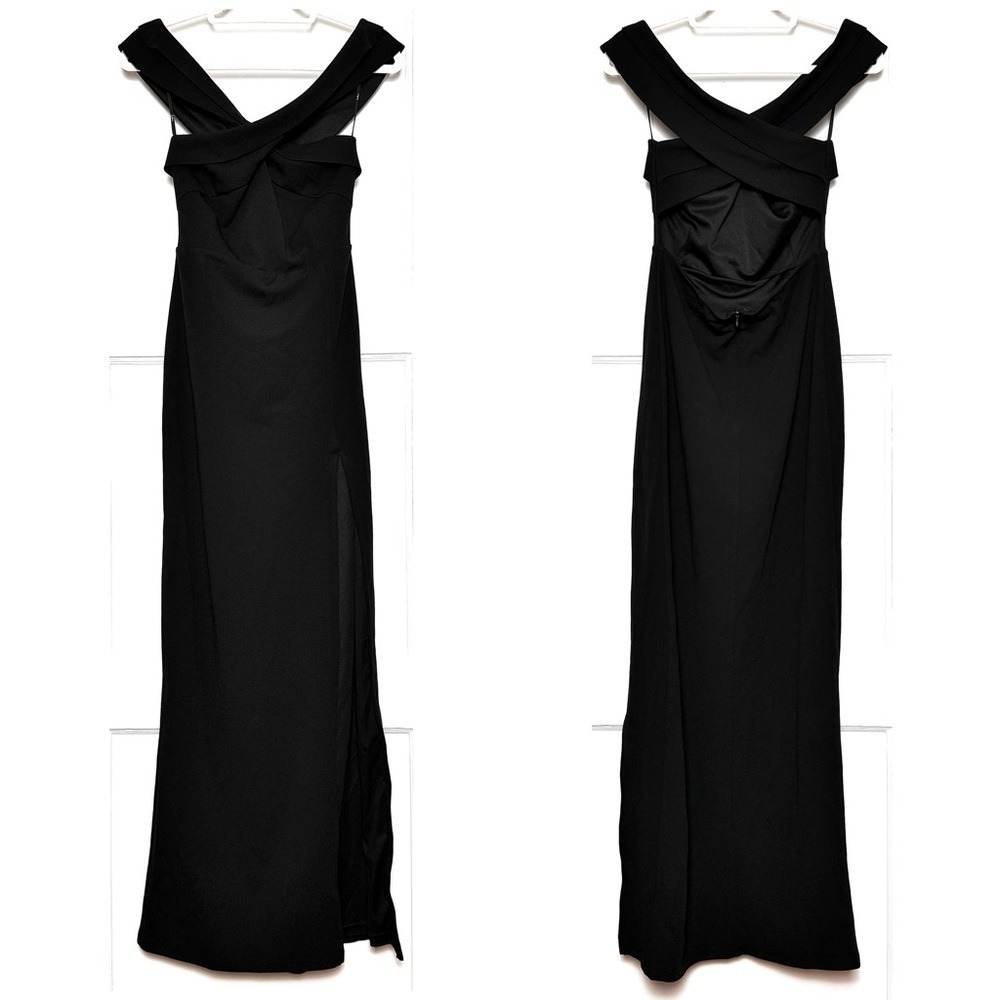 NWT LULUS‎ Crossover Halter Neck Sleeveless Side Slit Column Skirt Formal Gown L - Picture 4 of 6